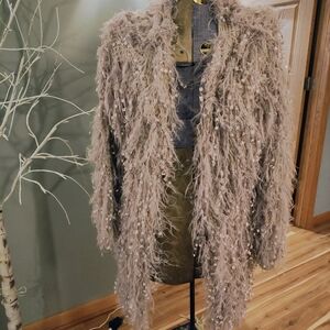 Elegant Beige Faux Fur Coat